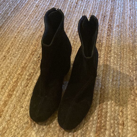 Black suede block heel Free People Cecile ankle boots - Picture 3 of 8